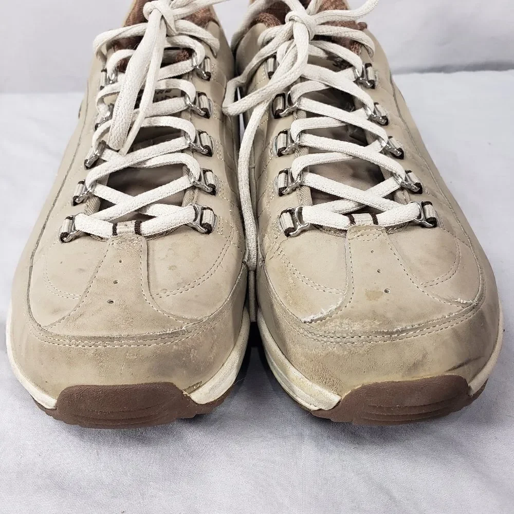 Skechers Size 10 Shape Ups Tan Beige Walking Toning Shoes Fitness F1 Suede
